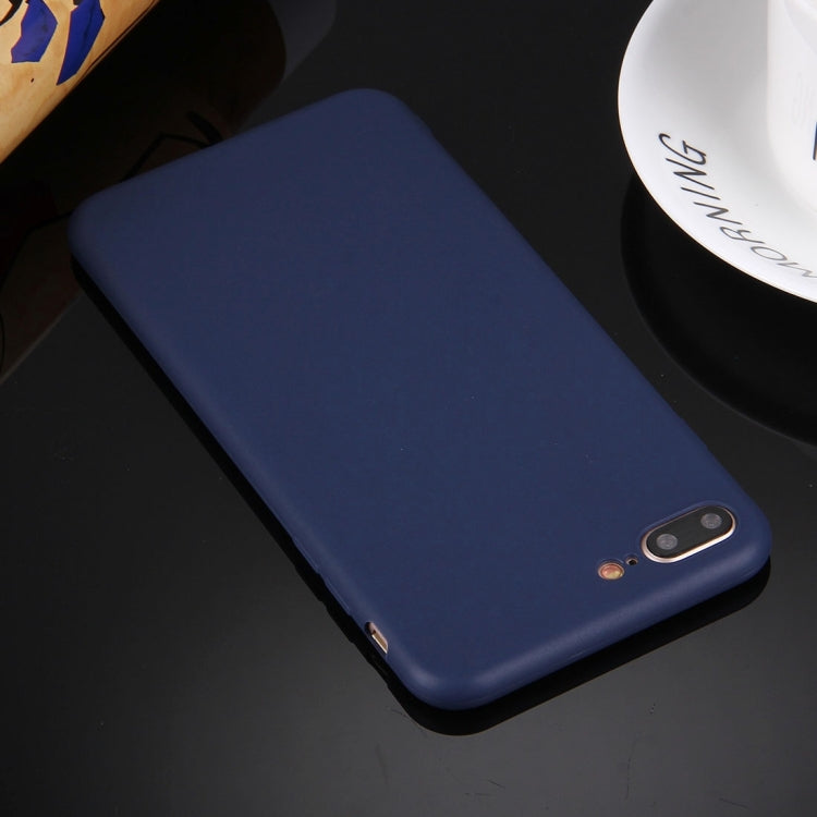 For iPhone 8 Plus & 7 Plus   Solid Color TPU Protective Case Without Round Hole(Dark Blue) - More iPhone Cases by buy2fix | Online Shopping UK | buy2fix