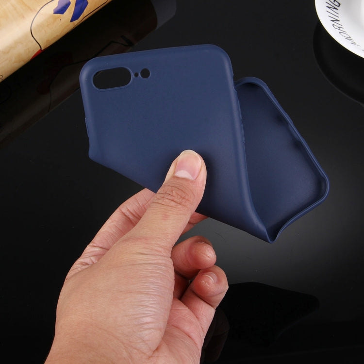 For iPhone 8 Plus & 7 Plus   Solid Color TPU Protective Case Without Round Hole(Dark Blue) - More iPhone Cases by buy2fix | Online Shopping UK | buy2fix