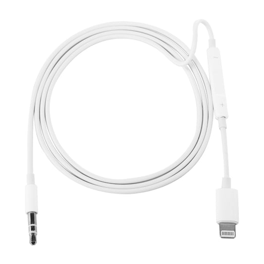 MH021 1m 8 Pin to 3.5mm AUX Audio Cable Support Line Control(White) - Video & Audio Cable by buy2fix | Online Shopping UK | buy2fix
