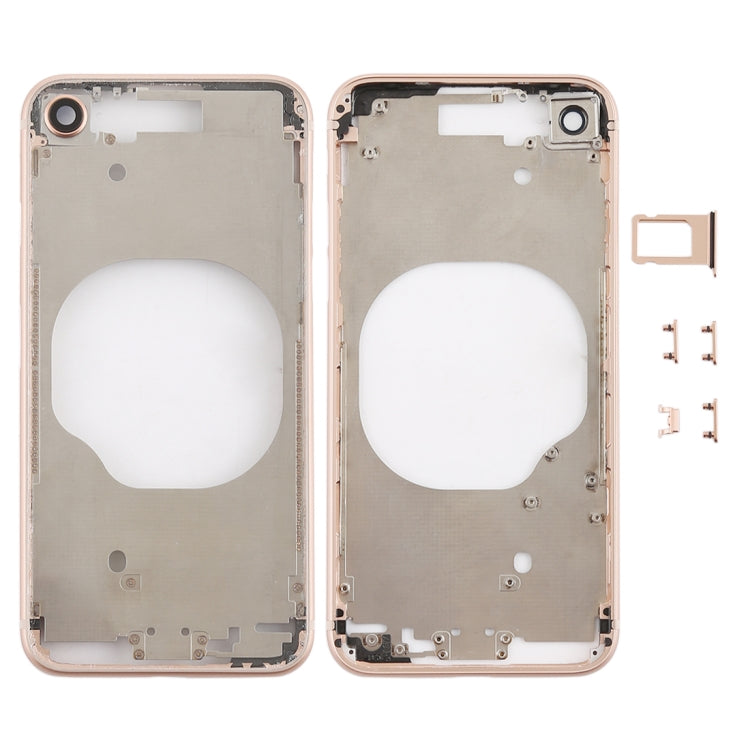 Transparent Back Cover with Camera Lens & SIM Card Tray & Side Keys for iPhone 8 (Gold) by buy2fix