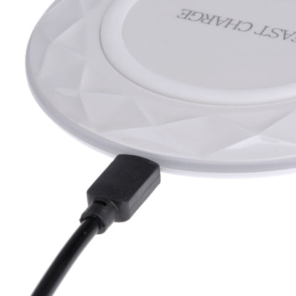 DC5V Input Diamond Qi Standard Fast Charging Wireless Charger, Cable Length: 1m(White) - Wireless Charger by buy2fix | Online Shopping UK | buy2fix