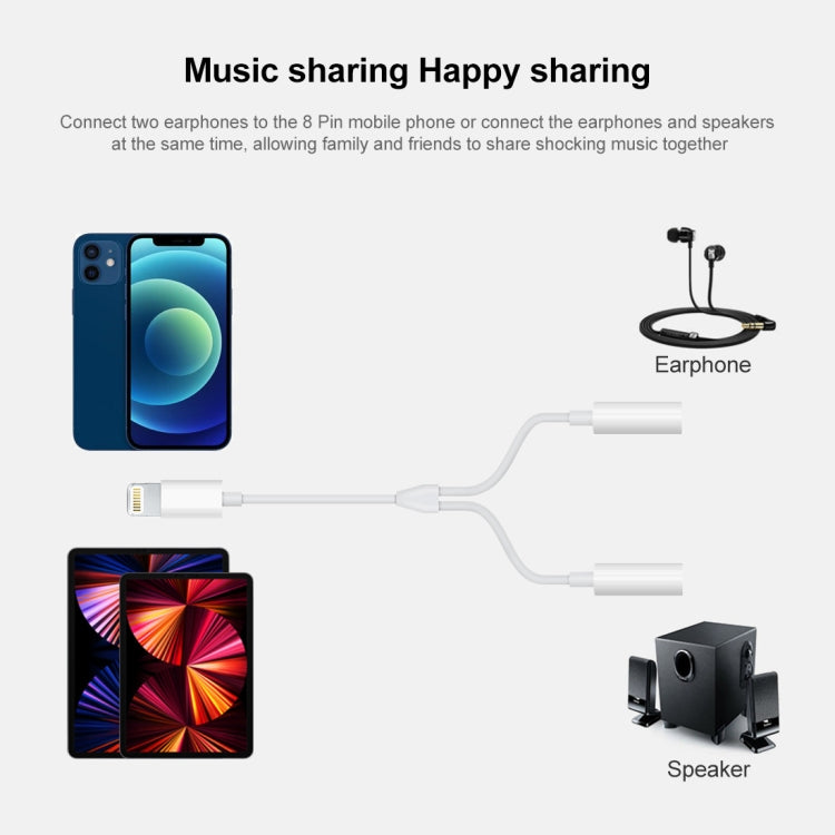 MH027 16cm 2 in 1 Dual 3.5mm Female to 8 Pin Male Audio Adapter by buy2fix