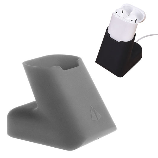 For Apple AirPods Creative Wireless Bluetooth Earphone Silicone Charging Box Charging Seat (Earphone is not Included), Size: 5.1*5.4*6.7cm(Grey) - Anti-lost & Holder by buy2fix | Online Shopping UK | buy2fix