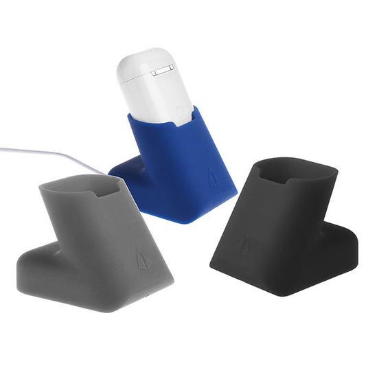 For Apple AirPods Creative Wireless Bluetooth Earphone Silicone Charging Box Charging Seat (Earphone is not Included), Size: 5.1*5.4*6.7cm(Grey) - Anti-lost & Holder by buy2fix | Online Shopping UK | buy2fix