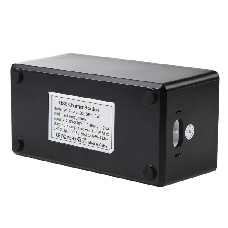 WLX-A5+ 100W 20 USB Ports Charger Station Automatically Assigned Smart Charger with Power LED Indicator, UK Plug by buy2fix