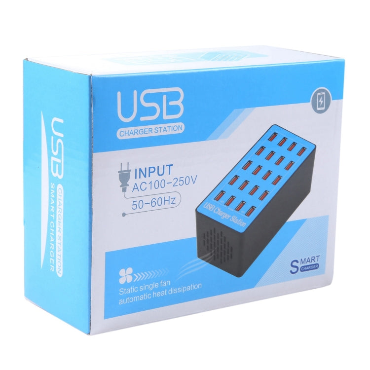 WLX-A5+ 100W 20 USB Ports Charger Station Automatically Assigned Smart Charger with Power LED Indicator, UK Plug by buy2fix