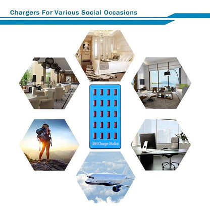 WLX-A5+ 100W 20 USB Ports Charger Station Automatically Assigned Smart Charger with Power LED Indicator, UK Plug by buy2fix