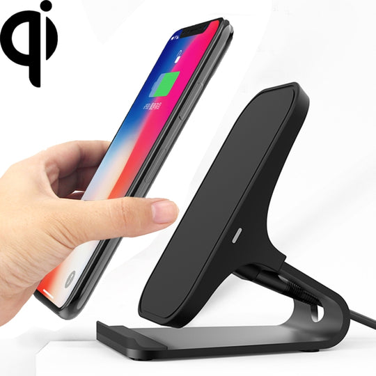 HAMTOD M5 15W Conception intelligente à double bobine Support standard Qi Chargeur sans fil avec voyant lumineux, prise en charge de la charge rapide (noir)
