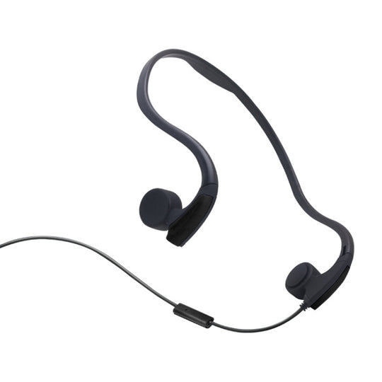 Casque de sport de plein air à conduction osseuse à commande filaire suspendu à l'arrière (noir)