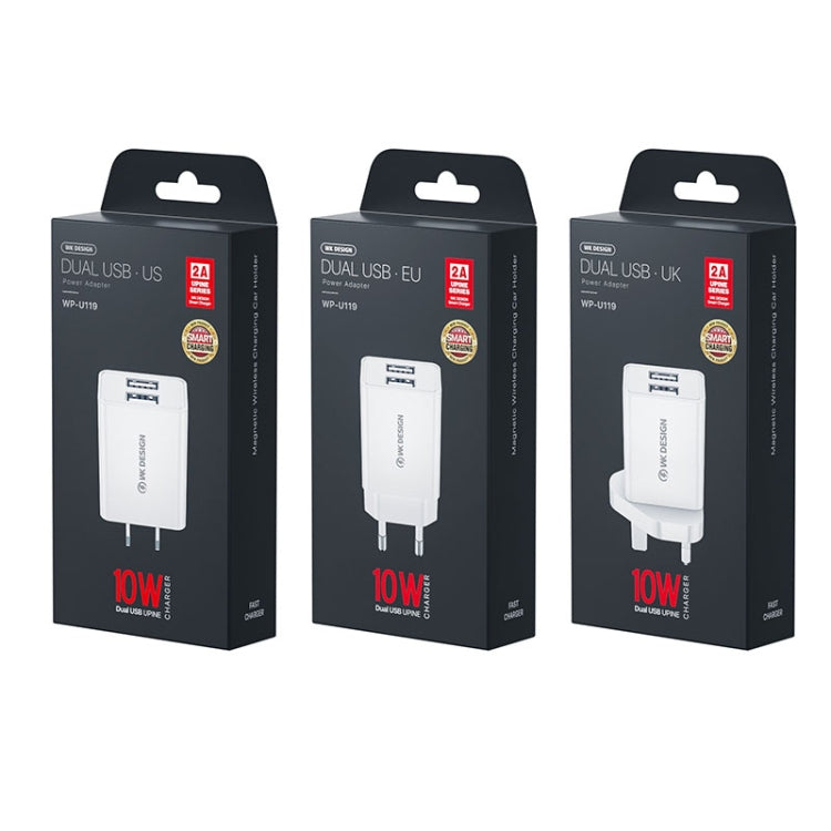 WK WP-U119 10W Dual USB Ports Travel Charger Power Adapter, US Plug - USB Charger by WK | Online Shopping UK | buy2fix