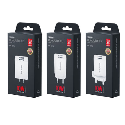 WK WP-U119 10W Dual USB Ports Travel Charger Power Adapter, US Plug - USB Charger by WK | Online Shopping UK | buy2fix