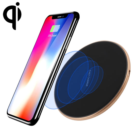 Chargeur sans fil standard Qi intelligent de forme ronde A-1, prend en charge la charge rapide (noir + or)