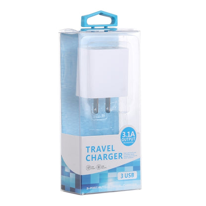 3.1A 3 USB Ports Quick Charger Travel Charger, US Plug(White) - USB Charger by buy2fix | Online Shopping UK | buy2fix