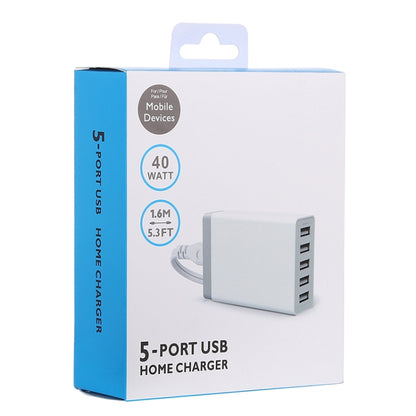 XBX09 40W 5V 8A 5 USB Ports Quick Charger Travel Charger, UK Plug(Black) - Multifunction Charger by buy2fix | Online Shopping UK | buy2fix