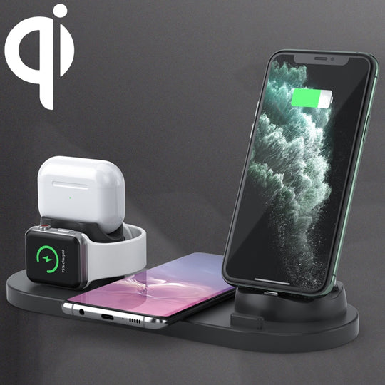 Support de chargeur sans fil standard Qi 6 en 1 10 W (noir)