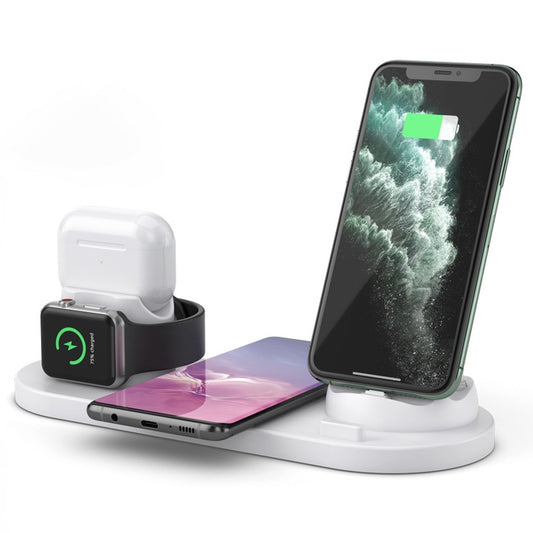 6 in 1 10W Qi Standard Wireless Charger Stand (White) - Wireless Charger by buy2fix | Online Shopping UK | buy2fix