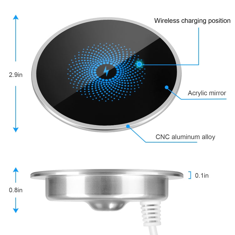 S50 15W Ultra-thin Desktop Embedded Wireless Charger embedded - Wireless Charger by buy2fix | Online Shopping UK | buy2fix