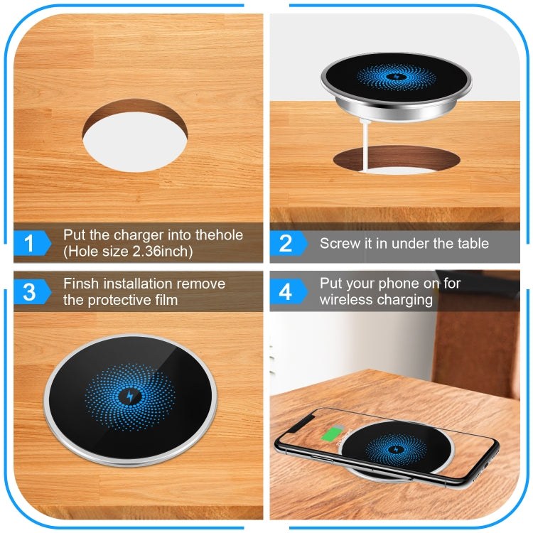 S50 15W Ultra-thin Desktop Embedded Wireless Charger embedded - Wireless Charger by buy2fix | Online Shopping UK | buy2fix