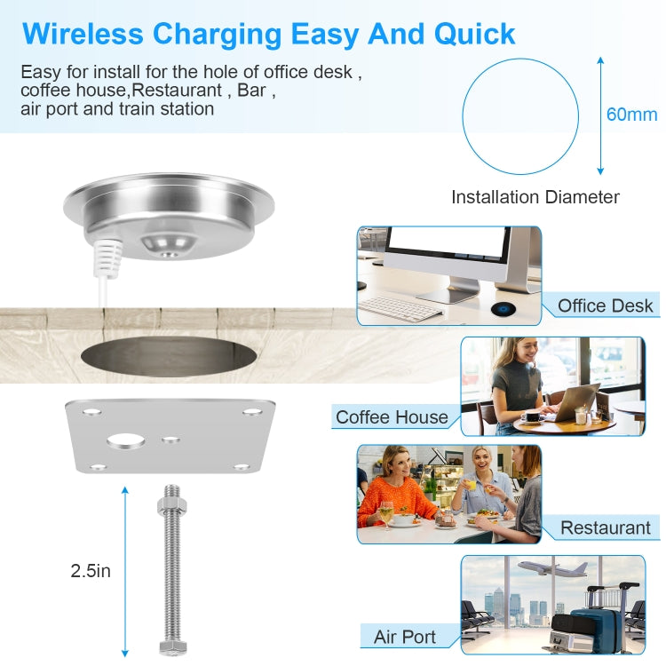 S50 15W Ultra-thin Desktop Embedded Wireless Charger embedded - Wireless Charger by buy2fix | Online Shopping UK | buy2fix
