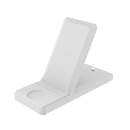 H6 3 in 1 Portable Folding Wireless Charger for iPhone + iWatch + AirPods(White) - Wireless Charger by buy2fix | Online Shopping UK | buy2fix