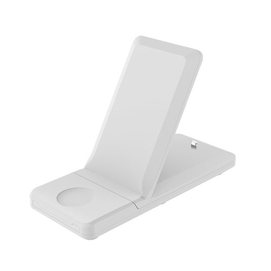 H6 3 in 1 Portable Folding Wireless Charger for iPhone + iWatch + AirPods(White) - Wireless Charger by buy2fix | Online Shopping UK | buy2fix