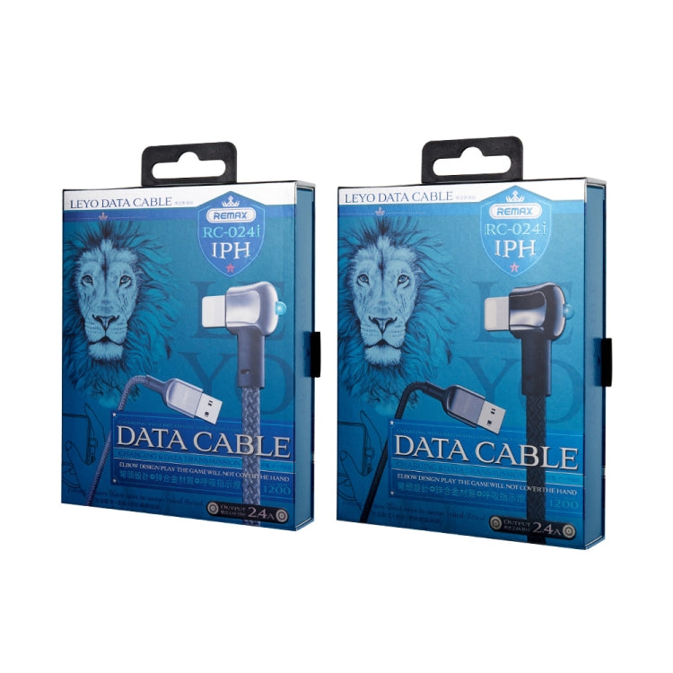 REMAX RC-024i Sury Leyo Series 1.2m 2.4A USB to 8 Pin Data Cable for iPhone, iPad(Black) - Normal Style Cable by REMAX | Online Shopping UK | buy2fix