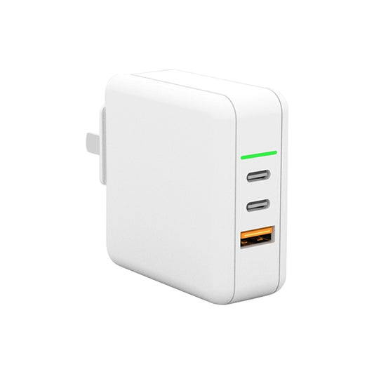 65W USB Ports x 1 + Type-C Port x 2 GaN Portable Mini Fast Charger Travel Charger with UK & US & EU Plug Set (White) - USB Charger by buy2fix | Online Shopping UK | buy2fix