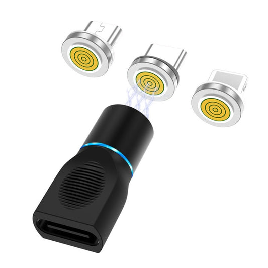 4 in 1 3A 8 Pin & USB-C / Type-C & Micro USB Zinc Alloy Magnetic Charging Head + USB-C / Type-C Magnetic Charging Adapter Set (Black) - Charging Cable & Head by buy2fix | Online Shopping UK | buy2fix