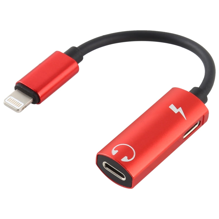 2 in 1 8 Pin Male to Dual 8 Pin Female Charging and Listening to Music Audio Earphone Adapter, Compatible with All IOS Systems(Red) by buy2fix