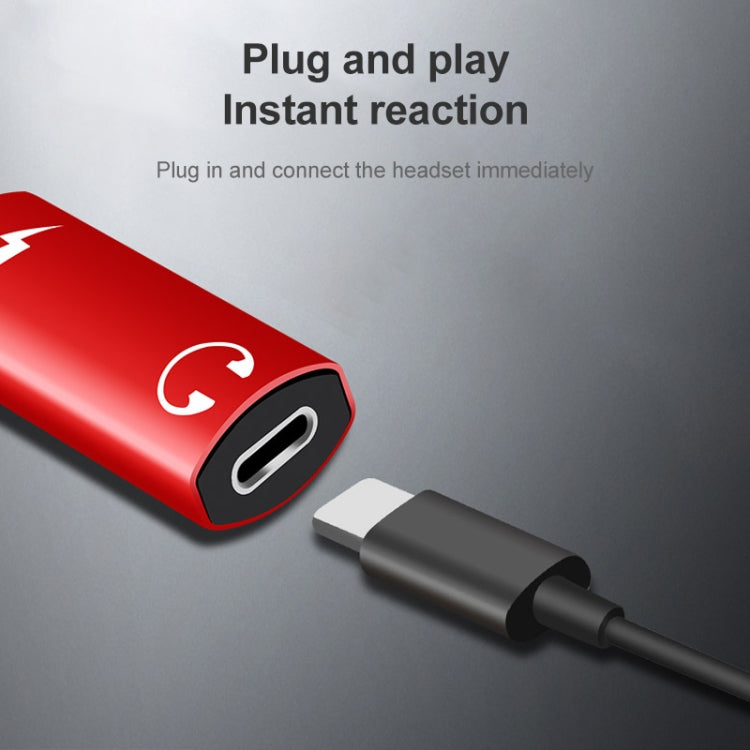2 in 1 8 Pin Male to Dual 8 Pin Female Charging and Listening to Music Audio Earphone Adapter, Compatible with All IOS Systems(Red) by buy2fix