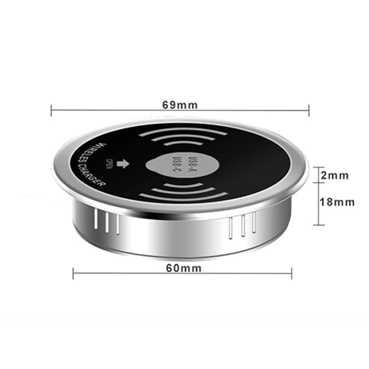 KP-ZMC Embedded Desktop Wireless Charger with PD+USB Interface Cable Length: 1.2m - Wireless Charger by buy2fix | Online Shopping UK | buy2fix