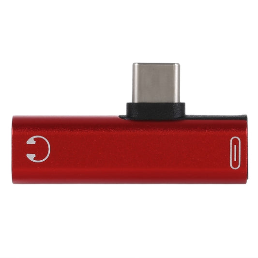 2 in 1 USB-C / Type-C Male to USB-C / Type-C Female 3.5mm Jack Charging Listening Adapter(Red) - Type-C Adapter by buy2fix | Online Shopping UK | buy2fix