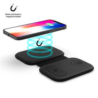 F20 3 in 1 15W Multi-function Magnetic Folding Wireless Charger for iPhone Series & Apple Watches & AirPods(Black) - Wireless Charger by buy2fix | Online Shopping UK | buy2fix