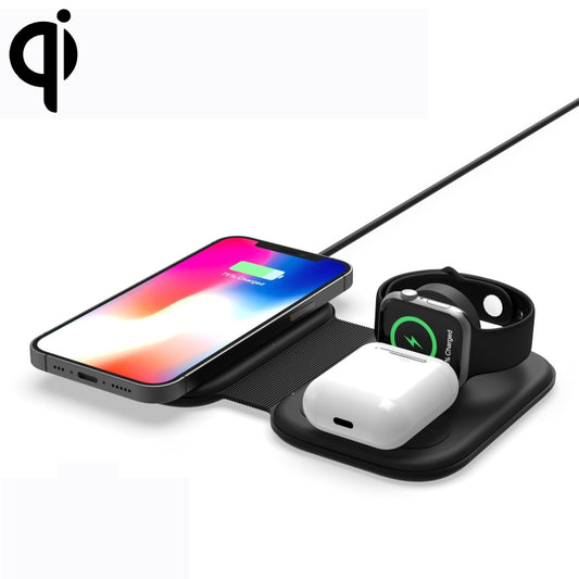 F20 3 in 1 15W Multi-function Magnetic Folding Wireless Charger for iPhone Series & Apple Watches & AirPods(Black) - Wireless Charger by buy2fix | Online Shopping UK | buy2fix