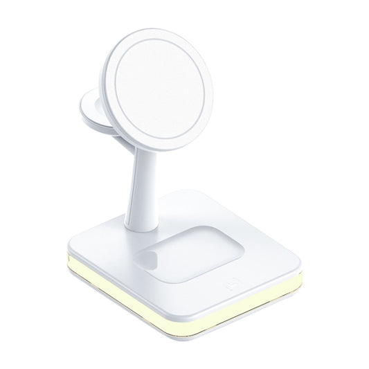 991 3 in 1 15W Electromagnetic Induction Wireless Fast Charging with 360 Degree Rotating Holder(White) - Wireless Charger by buy2fix | Online Shopping UK | buy2fix