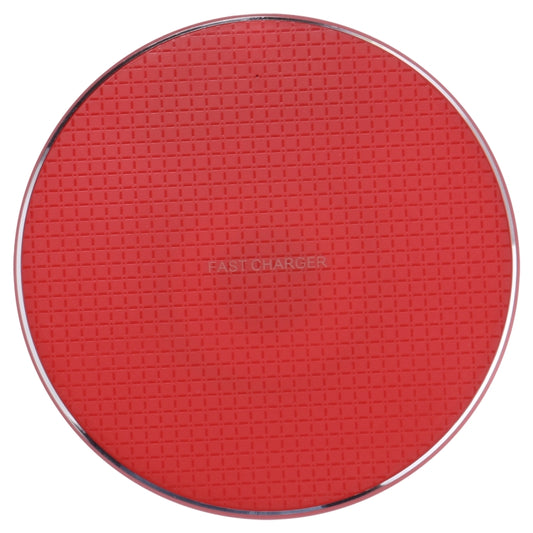 10W QI Plaid Pattern Round Metal Wireless Charger (Red) - Wireless Charger by buy2fix | Online Shopping UK | buy2fix