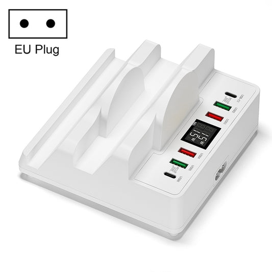 F6 Multifunctional Dual Wireless Charger with Phone Holder & Current Display, EU Plug - Multifunction Charger by buy2fix | Online Shopping UK | buy2fix