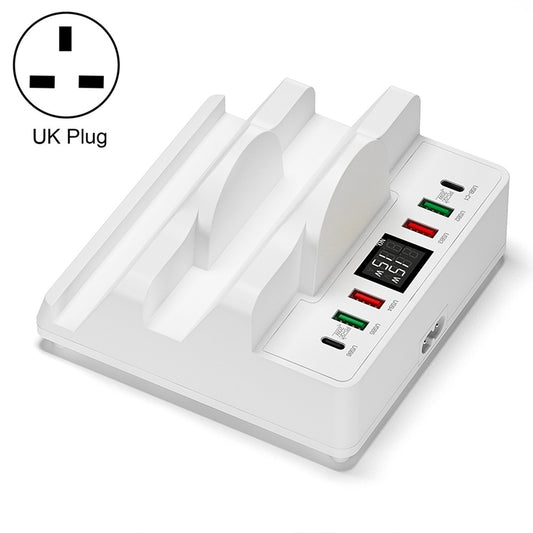 F6 Multifunctional Dual Wireless Charger with Phone Holder & Current Display, UK Plug - Multifunction Charger by buy2fix | Online Shopping UK | buy2fix