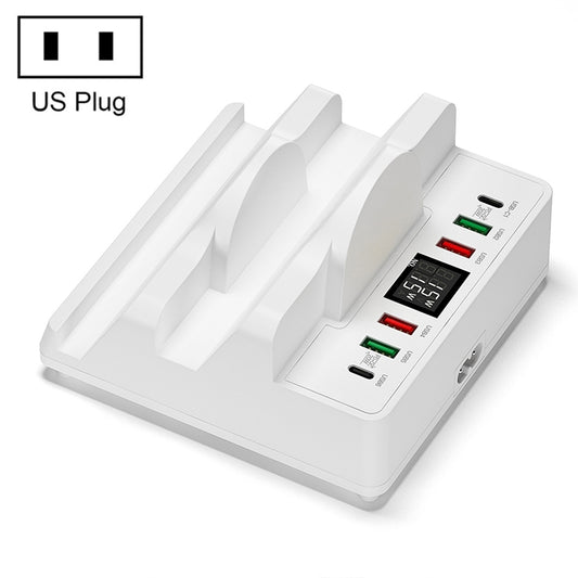 F6 Multifunctional Dual Wireless Charger with Phone Holder & Current Display, US Plug - Multifunction Charger by buy2fix | Online Shopping UK | buy2fix