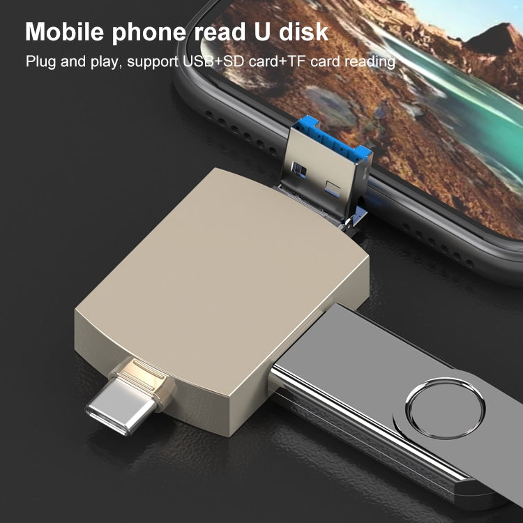 3 in 1 USB-C / Type-C to USB + 8 Pin OTG Adapter TF / SD Card Card Reader (Tarnish) by buy2fix