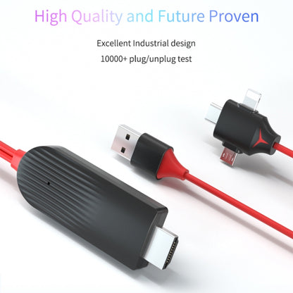 MiraScreen L7-8 3 in 1 8 Pin + Micro USB + USB-C / Type-C to HDMI Video Converter Cable, Cable Length: 2m by buy2fix