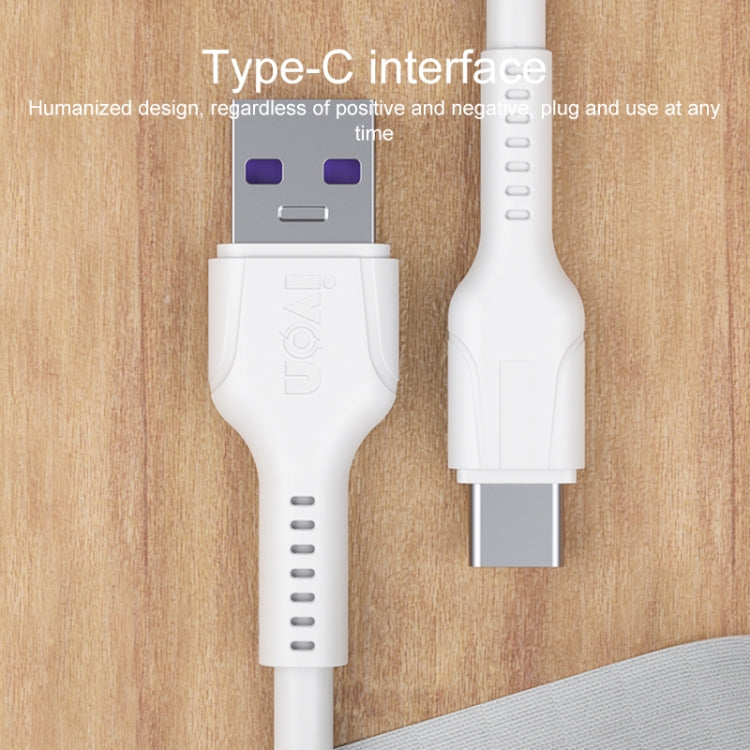 IVON CA86 5A Type-C / USB-C Super Fast Charging Data Cable, Length: 1m (White) - USB-C & Type-C Cable by IVON | Online Shopping UK | buy2fix