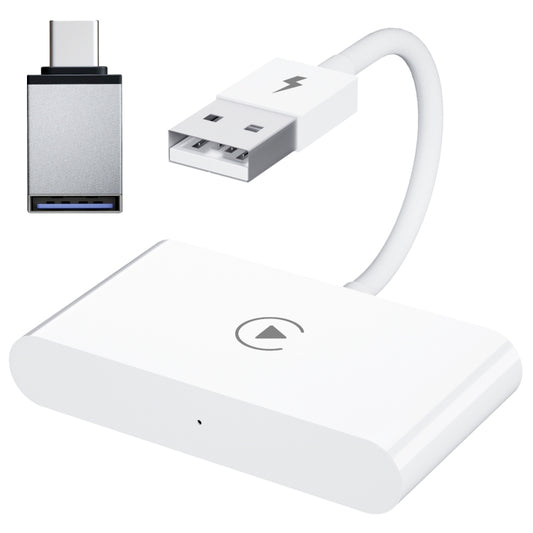 USB + USB-C / Type-C Wired to Wireless Carplay Adapter for iPhone(White) - Bluetooth Adapters by buy2fix | Online Shopping UK | buy2fix