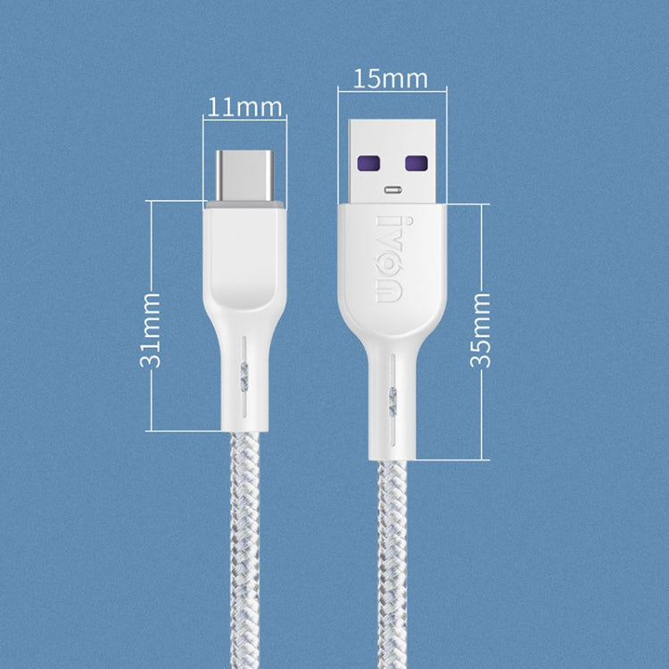 IVON CA85 Type-C / USB-C Super Fast Charging Data Cable, Length: 1m (White) - USB-C & Type-C Cable by IVON | Online Shopping UK | buy2fix
