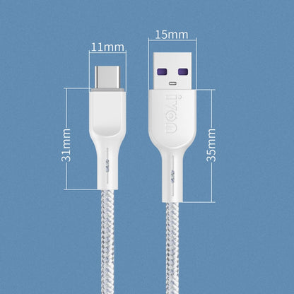 IVON CA85 Type-C / USB-C Super Fast Charging Data Cable, Length: 1m (White) - USB-C & Type-C Cable by IVON | Online Shopping UK | buy2fix