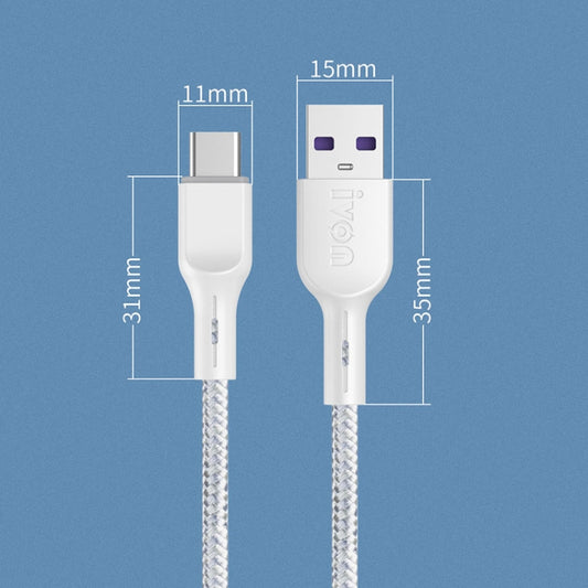 IVON CA85 Type-C / USB-C Super Fast Charging Data Cable, Length: 1m (White) - USB-C & Type-C Cable by IVON | Online Shopping UK | buy2fix