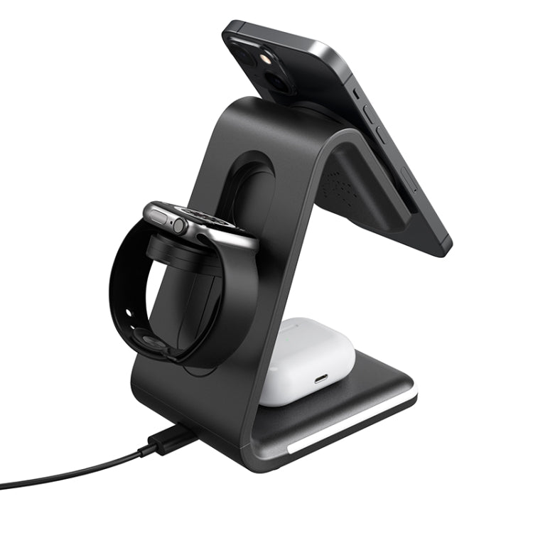 B17 3 in 1 Magnetic Wireless Vertical Charger (Black) - Wireless Charger by buy2fix | Online Shopping UK | buy2fix