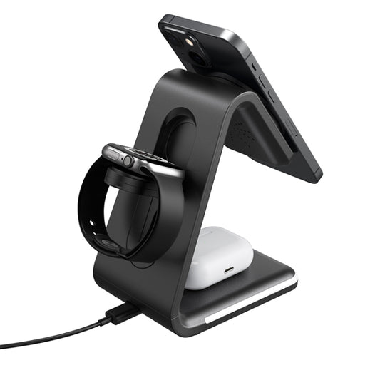B17 3 in 1 Magnetic Wireless Vertical Charger (Black) - Wireless Charger by buy2fix | Online Shopping UK | buy2fix