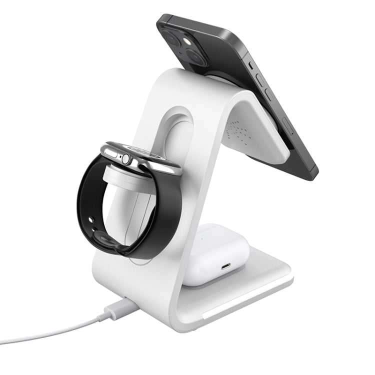 B17 3 in 1 Magnetic Wireless Vertical Charger (White) - Wireless Charger by buy2fix | Online Shopping UK | buy2fix