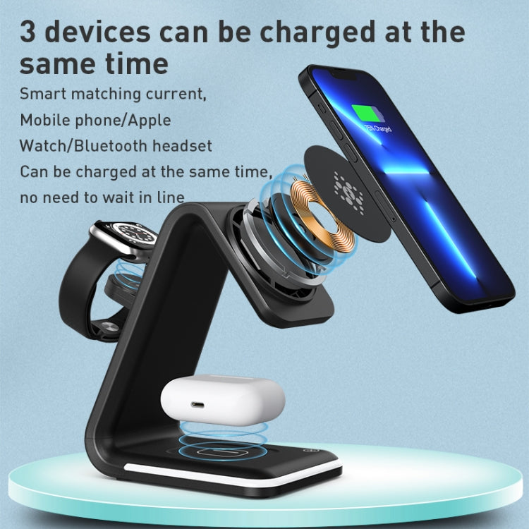 B17 3 in 1 Magnetic Wireless Vertical Charger (Black) - Wireless Charger by buy2fix | Online Shopping UK | buy2fix